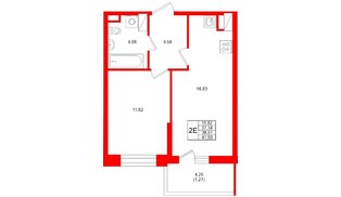 Квартира в ЖК «Аквилон Верба», 1 комнатная, 38.61 м², 7 этаж