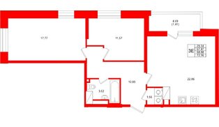 Квартира в ЖК «Аквилон Верба», 2 комнатная, 68.88 м², 8 этаж