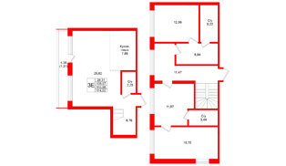 Квартира в ЖК Северный ветер, 2 комнатная, 114.02 м², 9 этаж