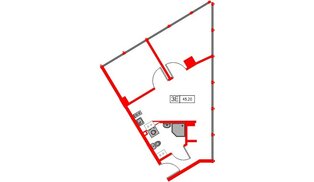 Апартаменты в ЖК Апарт-отель «МОСКО», 2 комнатные, 45.2 м², 3 этаж