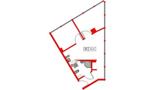 Апартаменты в ЖК Апарт-отель «МОСКО», 2 комнатные, 45.2 м², 5 этаж