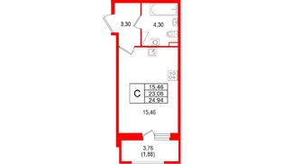 Квартира в ЖК «Аквилон РекаПарк», студия, 24.94 м², 7 этаж