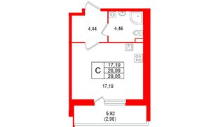 Квартира в ЖК «Аквилон РекаПарк», студия, 29.05 м², 1 этаж