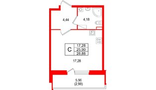 Квартира в ЖК «Аквилон РекаПарк», студия, 28.88 м², 4 этаж