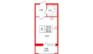Квартира в ЖК «Аквилон РекаПарк», студия, 24.99 м², 6 этаж