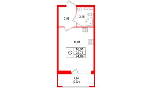 Квартира в ЖК «Аквилон РекаПарк», студия, 24.99 м², 9 этаж