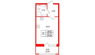 Квартира в ЖК «Аквилон РекаПарк», студия, 24.99 м², 8 этаж