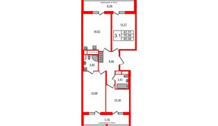 Квартира в ЖК «Город звёзд», 3 комнатная, 76.99 м², 9 этаж