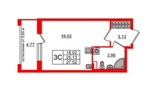 Квартира в ЖК Univer City, студия, 25.13 м², 1 этаж