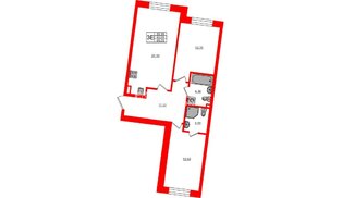 Квартира в ЖК Большая Охта, 2 комнатная, 65 м², 2 этаж