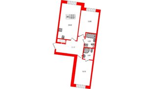 Квартира в ЖК Большая Охта, 2 комнатная, 65.4 м², 3 этаж