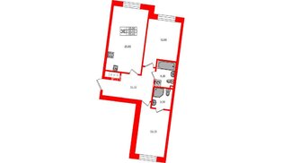 Квартира в ЖК Большая Охта, 2 комнатная, 65.4 м², 6 этаж