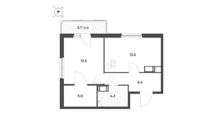 Квартира в ЖК Клюква.Парк, 1 комнатная, 43.7 м², 11 этаж