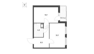 Квартира в ЖК Клюква.Парк, 1 комнатная, 41.6 м², 3 этаж