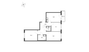 Квартира в ЖК Клюква.Парк, 3 комнатная, 69.2 м², 9 этаж