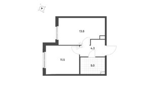 Квартира в ЖК Клюква.Парк, 1 комнатная, 34.6 м², 2 этаж