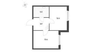 Квартира в ЖК Клюква.Парк, 1 комнатная, 36.7 м², 2 этаж