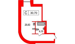 Апартаменты в ЖК Serebro Avenue Apart, студия, 30.7 м², 1 этаж
