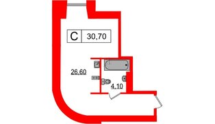 Апартаменты в ЖК Serebro Avenue Apart, студия, 30.7 м², 6 этаж