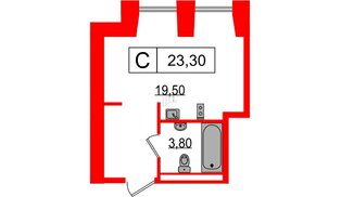 Апартаменты в ЖК Serebro Avenue Apart, студия, 23.3 м², 7 этаж