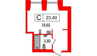 Апартаменты в ЖК Serebro Avenue Apart, студия, 23.4 м², 8 этаж