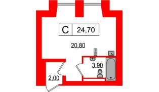 Апартаменты в ЖК Serebro Avenue Apart, студия, 24.7 м², 8 этаж