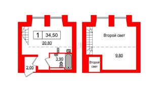 Апартаменты в ЖК Serebro Avenue Apart, студия, 34.5 м², 9 этаж