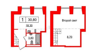 Апартаменты в ЖК Serebro Avenue Apart, студия, 30.8 м², 9 этаж