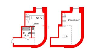 Апартаменты в ЖК Serebro Avenue Apart, студия, 42.7 м², 9 этаж
