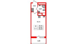 Квартира в ЖК Setl Ривьера, студия, 24.44 м², 17 этаж
