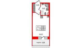Квартира в ЖК «Сэтл Ривьера», студия, 22.86 м², 17 этаж