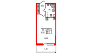 Квартира в ЖК «Сэтл Ривьера», студия, 24.54 м², 12 этаж