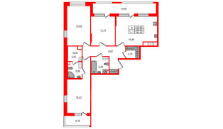 Квартира в ЖК «Сэтл Ривьера», 3 комнатная, 86.82 м², 8 этаж
