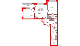 Квартира в ЖК «Сэтл Ривьера», 2 комнатная, 59.16 м², 4 этаж