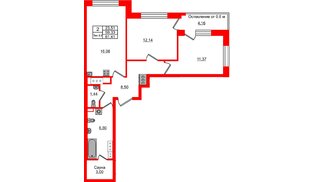Квартира в ЖК «Сэтл Ривьера», 2 комнатная, 59.33 м², 7 этаж