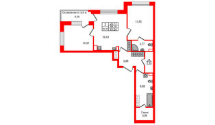 Квартира в ЖК «Сэтл Ривьера», 2 комнатная, 59.16 м², 6 этаж