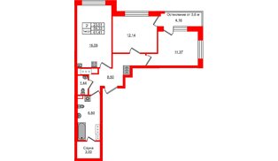 Квартира в ЖК «Сэтл Ривьера», 2 комнатная, 59.33 м², 7 этаж