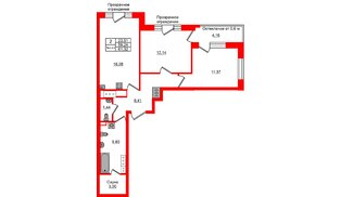 Квартира в ЖК Setl Ривьера, 2 комнатная, 59.24 м², 12 этаж