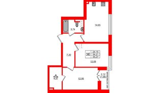 Квартира в ЖК Сертолово Парк, 2 комнатная, 55.27 м², 7 этаж
