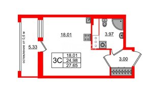 Квартира в ЖК «Город звёзд», студия, 24.98 м², 5 этаж