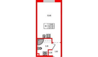 Квартира в ЖК Дыбенко Парк, студия, 21.1 м², 11 этаж