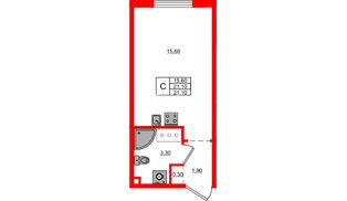 Квартира в ЖК Дыбенко Парк, студия, 21.1 м², 19 этаж