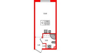 Квартира в ЖК Дыбенко Парк, студия, 21.1 м², 11 этаж