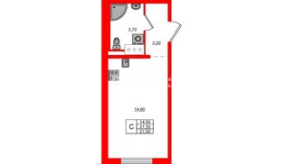 Квартира в ЖК «Дыбенко Парк», студия, 21.5 м², 3 этаж