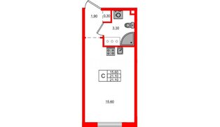 Квартира в ЖК Дыбенко Парк, студия, 21.1 м², 6 этаж
