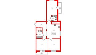 Квартира в ЖК «Дыбенко Парк», 3 комнатная, 73.4 м², 12 этаж