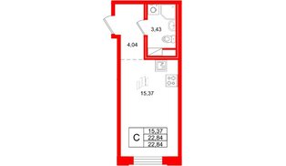 Квартира в ЖК Айди Петроградская, студия, 22.84 м², 6 этаж