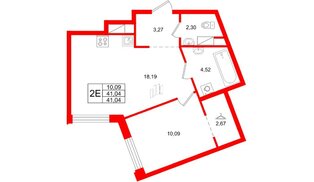 Квартира в ЖК Айди Петроградская, 1 комнатная, 41.04 м², 4 этаж