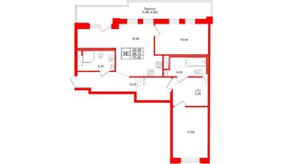 Квартира в ЖК Айди Петроградская, 2 комнатная, 72.65 м², 6 этаж