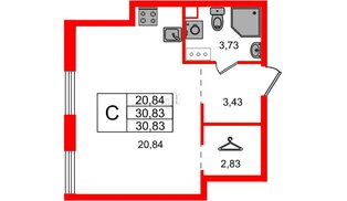 Квартира в ЖК Айди Петроградская, студия, 30.83 м², 4 этаж